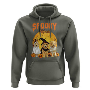 Halloween Golden Retriever Hoodie Ghost Dogs Boo Sheet Spooky Vibes TS02 Military Green Print Your Wear