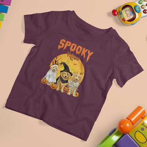 Halloween Golden Retriever T Shirt For Kid Ghost Dogs Boo Sheet Spooky Vibes TS02 Maroon Print Your Wear