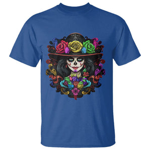 Day of the Dead T Shirt Dia De Los Muertos Sugar Skull Women La Catrina TS02 Royal Blue Printyourwear