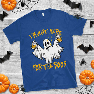 Ghost Halloween Costume T Shirt I'm Just Here For The Boos Drunk Drinking Boo Sheet TS02 Royal Blue Print Your Wear