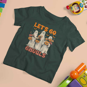 Ghost Halloween Costume T Shirt For Kid Let's Go Ghouls Retro Boo Sheet TS02 Dark Forest Green Print Your Wear