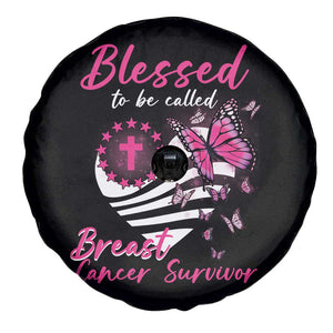Breast Cancer Awareness Spare Tire Cover Blessed To Be Called Breast Cancer Survivor Pink Butterfly TS02 Print Your Wear
