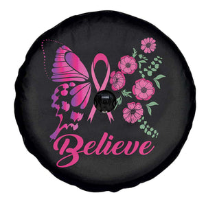 Breast Cancer Awareness Spare Tire Cover Believe Butterfly Flower Pink Ribbon Support Squad TS02 Print Your Wear