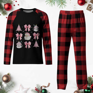 Pink Christmas Coquette Bow Plaid Pajama Set Santa Festive Xmas Vibe TS02 Buffalo Plaid Print Your Wear