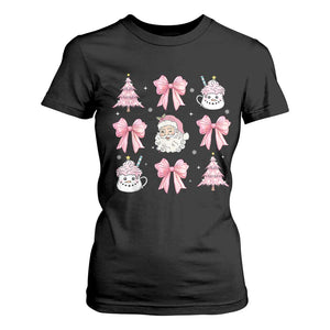 Pink Christmas Coquette Bow T Shirt For Women Santa Festive Xmas Vibe TS02 Black Print Your Wear