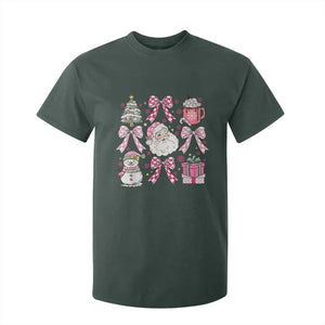 Retro Santa Claus Pink Coquette Bow T Shirt For Kid Festive Xmas Vibe TS02 Dark Forest Green Print Your Wear