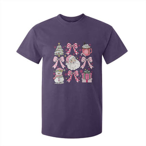 Retro Santa Claus Pink Coquette Bow T Shirt For Kid Festive Xmas Vibe TS02 Purple Print Your Wear
