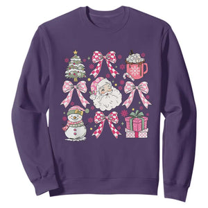 Retro Santa Claus Pink Coquette Bow Sweatshirt Festive Xmas Vibe TS02 Purple Print Your Wear