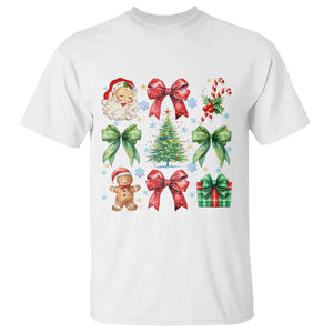 Christmas Tree Retro Coquette Bow T Shirt Santa Claus Candy Festive Xmas Vibes TS02 White Print Your Wear