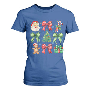 Christmas Tree Retro Coquette Bow T Shirt For Women Santa Claus Candy Festive Xmas Vibes TS02 Royal Blue Print Your Wear