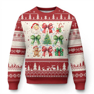 Christmas Tree Retro Coquette Bow Ugly Christmas Sweater Santa Claus Candy Festive Xmas Vibes TS02 Red Print Your Wear