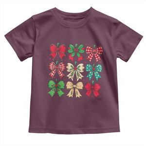 Merry Christmas Coquette Bow Baby Shirt Festive Xmas Vibe TS02 Maroon Print Your Wear