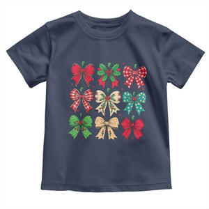 Merry Christmas Coquette Bow Baby Shirt Festive Xmas Vibe TS02 Navy Print Your Wear