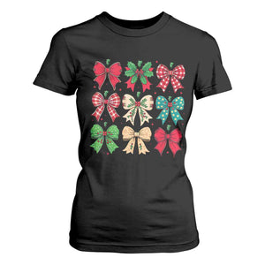 Merry Christmas Coquette Bow T Shirt For Women Festive Xmas Vibe TS02 Black Print Your Wear