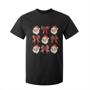 Plaid Coquette Bow Santa Claus T Shirt For Kid Merry Xmas Festive TS02 Black Print Your Wear