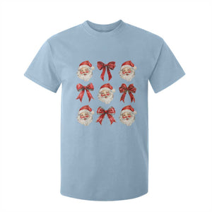 Plaid Coquette Bow Santa Claus T Shirt For Kid Merry Xmas Festive TS02 Light Blue Print Your Wear