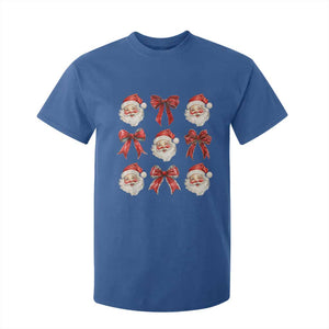 Plaid Coquette Bow Santa Claus T Shirt For Kid Merry Xmas Festive TS02 Royal Blue Print Your Wear