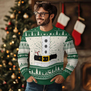 Santa Claus Suit Costume Ugly Christmas Sweater Retro Festive Christmas Vibe TS02 Green Print Your Wear
