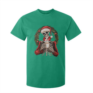 Skeleton Christmas T Shirt For Kid Dead Inside But Caffeinated Coffee Lover Xmas Vibe TS02 Irish Green Print Your Wear