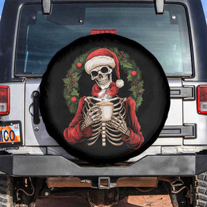 Skeleton Christmas Spare Tire Cover Dead Inside But Caffeinated Coffee Lover Xmas Vibe TS02 No hole Black Print Your Wear