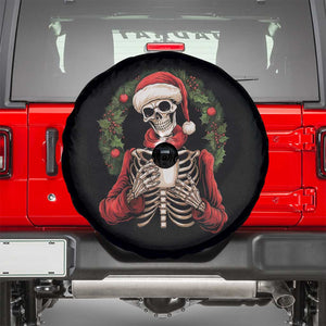 Skeleton Christmas Spare Tire Cover Dead Inside But Caffeinated Coffee Lover Xmas Vibe TS02 Black Print Your Wear