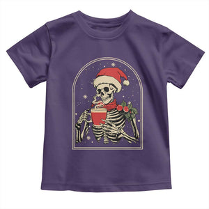 Skeleton Christmas Toddler T Shirt Dead Inside But Caffeinated Coffee Addict Xmas Vibe TS02 Purple Print Your Wear