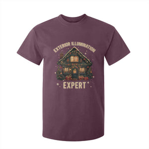 Funny Christmas T Shirt For Kid Exterior Illumination Expert Xmas Lights Home Decor TS02 Maroon Print Your Wear