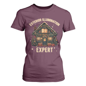 Funny Christmas T Shirt For Women Exterior Illumination Expert Xmas Lights Home Decor TS02 Maroon Print Your Wear