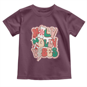 Groovy Christmas Toddler T Shirt Holly Jolly Vibes TS02 Maroon Print Your Wear