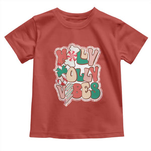 Groovy Christmas Toddler T Shirt Holly Jolly Vibes TS02 Red Print Your Wear