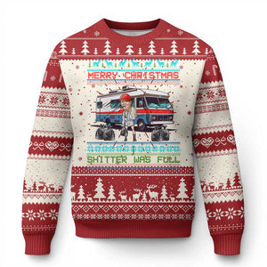 Funny Xmas Movie Trump Ugly Christmas Sweater Merry Christmas Shitter Was Full Ugly Sweater TS02 Red Print Your Wear