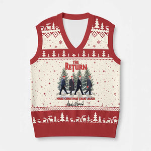 Xmas Trump V-Neck Knit Sweater Vest The Return Make Xmas Great Again TS02 Beige Red Print Your Wear