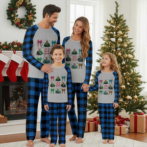 Christmas Trump Plaid Pajama Set I'll Be Home For Xmas Coquette Bow TS02 Blue Plaid Print Your Wear