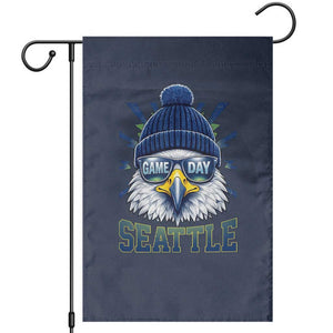 Cool Blue and Green Hawk with Beanie Graphic Garden Flag Seattle Game Day Sports Fan TS02 Navy Print Your Wear
