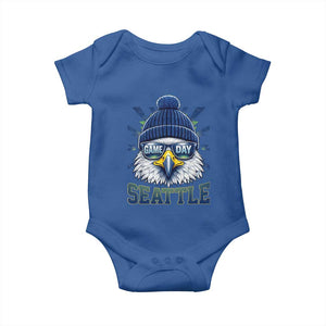 Cool Blue and Green Hawk with Beanie Graphic Baby Onesie Seattle Game Day Sports Fan TS02 Royal Blue Print Your Wear