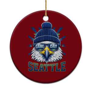 Cool Blue and Green Hawk with Beanie Graphic Ceramic Ornament Seattle Game Day Sports Fan TS02 1pc Red Print Your Wear