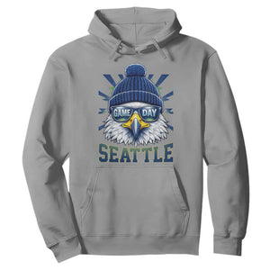 Cool Blue and Green Hawk with Beanie Graphic Hoodie Seattle Game Day Sports Fan TS02 Sport Gray Print Your Wear