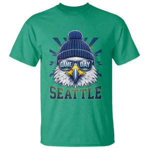 Cool Blue and Green Hawk with Beanie Graphic T Shirt Seattle Game Day Sports Fan TS02 Irish Green Print Your Wear