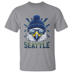 Cool Blue and Green Hawk with Beanie Graphic T Shirt Seattle Game Day Sports Fan TS02 Sport Gray Print Your Wear
