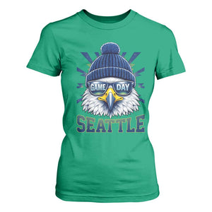Cool Blue and Green Hawk with Beanie Graphic T Shirt For Women Seattle Game Day Sports Fan TS02 Irish Green Print Your Wear
