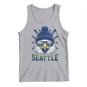Cool Blue and Green Hawk with Beanie Graphic Tank Top Seattle Game Day Sports Fan TS02 Athletic Heather Print Your Wear