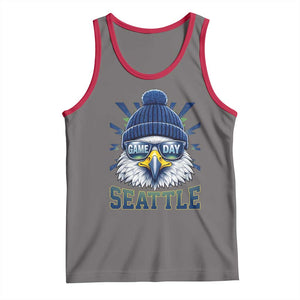 Cool Blue and Green Hawk with Beanie Graphic Tank Top Seattle Game Day Sports Fan TS02 Deep Heather Red Print Your Wear