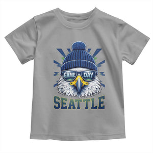 Cool Blue and Green Hawk with Beanie Graphic Toddler T Shirt Seattle Game Day Sports Fan TS02 Sport Gray Print Your Wear
