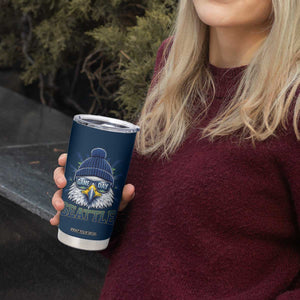 Cool Blue and Green Hawk with Beanie Graphic Tumbler Cup Seattle Game Day Sports Fan TS02 Print Your Wear