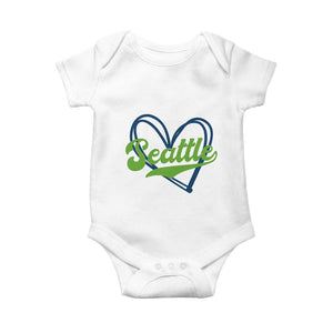 Seattle Heart Blue and Green Game Day Sports Fan Baby Onesie TS02 White Print Your Wear