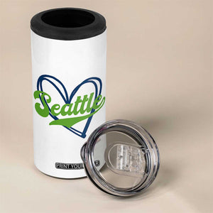Seattle Heart Blue and Green Game Day Sports Fan 4 in 1 Can Cooler Tumbler TS02 Print Your Wear