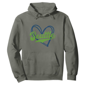 Seattle Heart Blue and Green Game Day Sports Fan Hoodie TS02 Military Green Print Your Wear