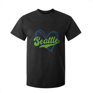 Seattle Heart Blue and Green Game Day Sports Fan T Shirt For Kid TS02 Black Print Your Wear