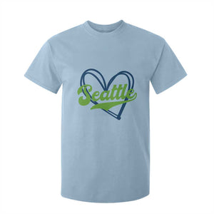 Seattle Heart Blue and Green Game Day Sports Fan T Shirt For Kid TS02 Light Blue Print Your Wear
