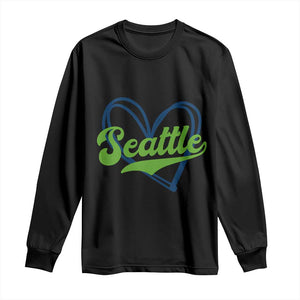 Seattle Heart Blue and Green Game Day Sports Fan Long Sleeve Shirt TS02 Black Print Your Wear